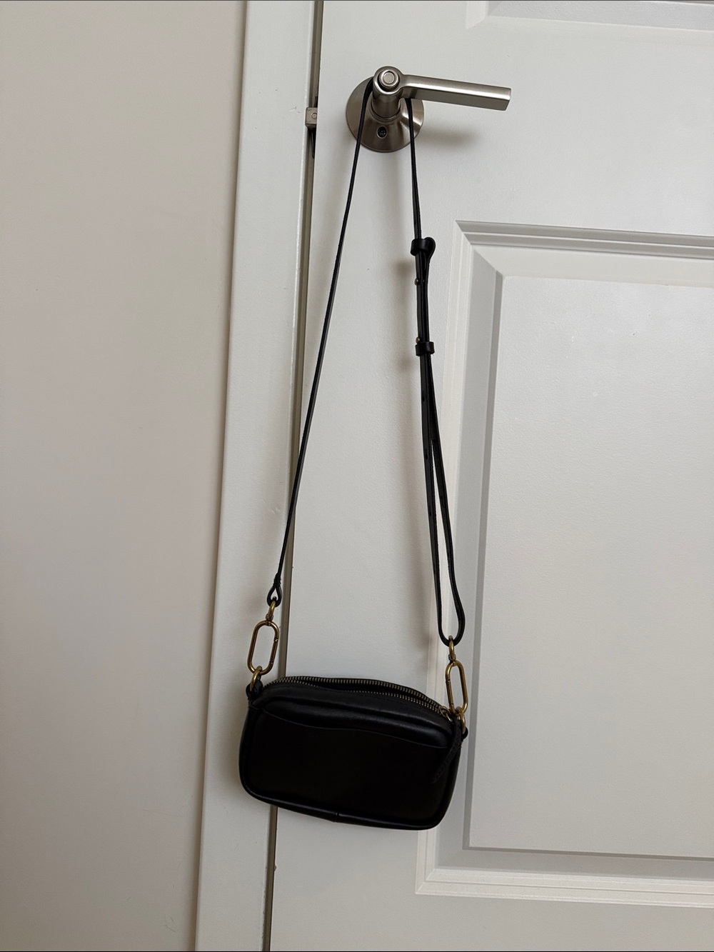 Madewell Black Leather Mini Crossbody Carabiner Bag